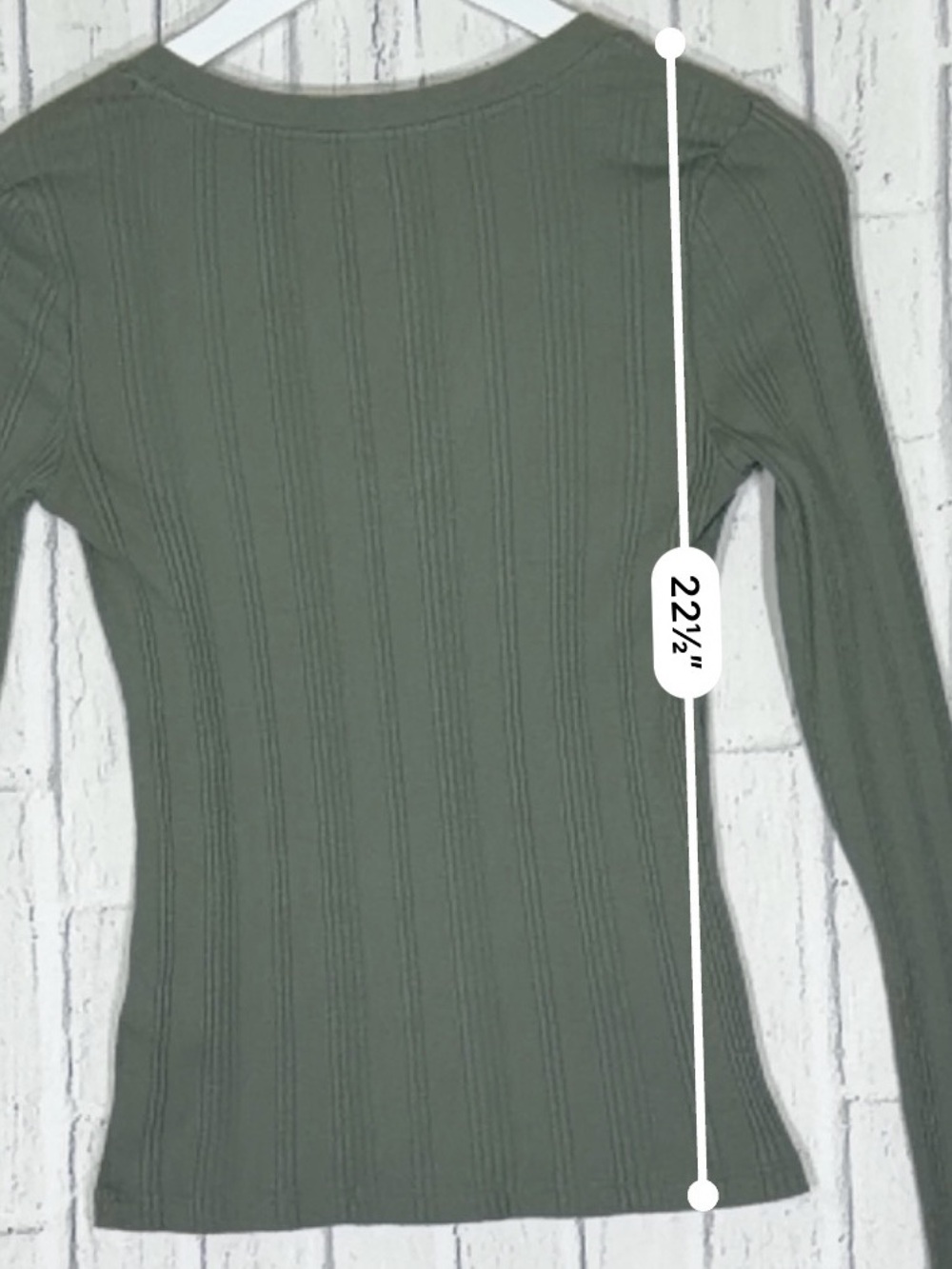 🌿 Maeve Anthropologie Olive Green Ribbed Notch Neck Top Size S - Picture 5 of 9
